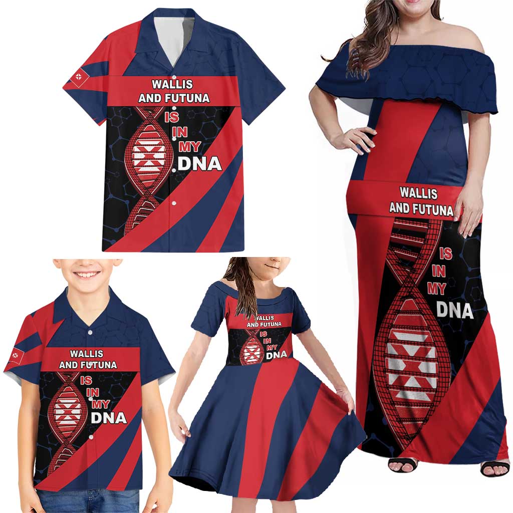 Wallis And Futuna Is In My DNA Family Matching Off Shoulder Maxi Dress and Hawaiian Shirt - Polynesian Pride