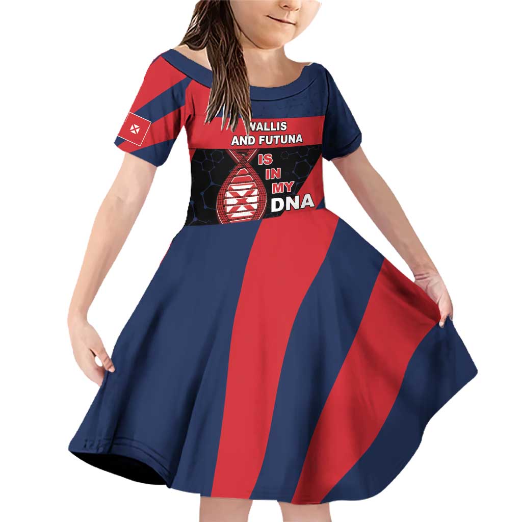 Wallis And Futuna Is In My DNA Family Matching Off Shoulder Short Dress and Hawaiian Shirt DT05 Daughter's Dress Multicolor - Polynesian Pride