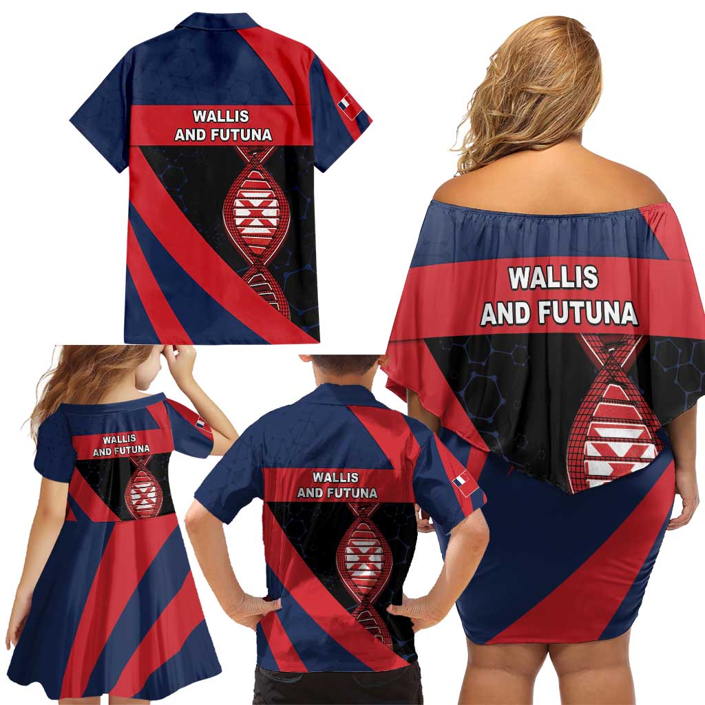 Wallis And Futuna Is In My DNA Family Matching Off Shoulder Short Dress and Hawaiian Shirt DT05 - Polynesian Pride