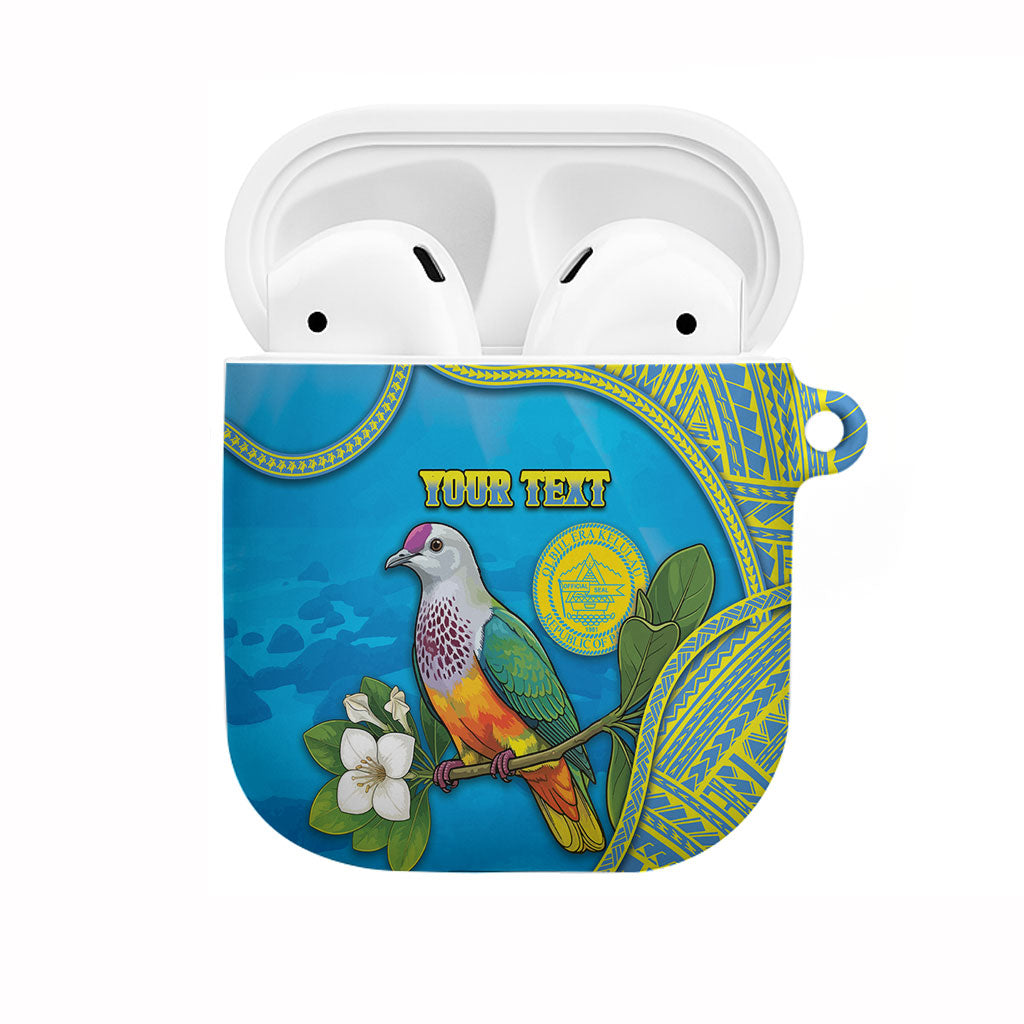Personalised Palau Biib Bird AirPods Case Rur Flower And Rock Islands Patterns DT05 Blue - Polynesian Pride