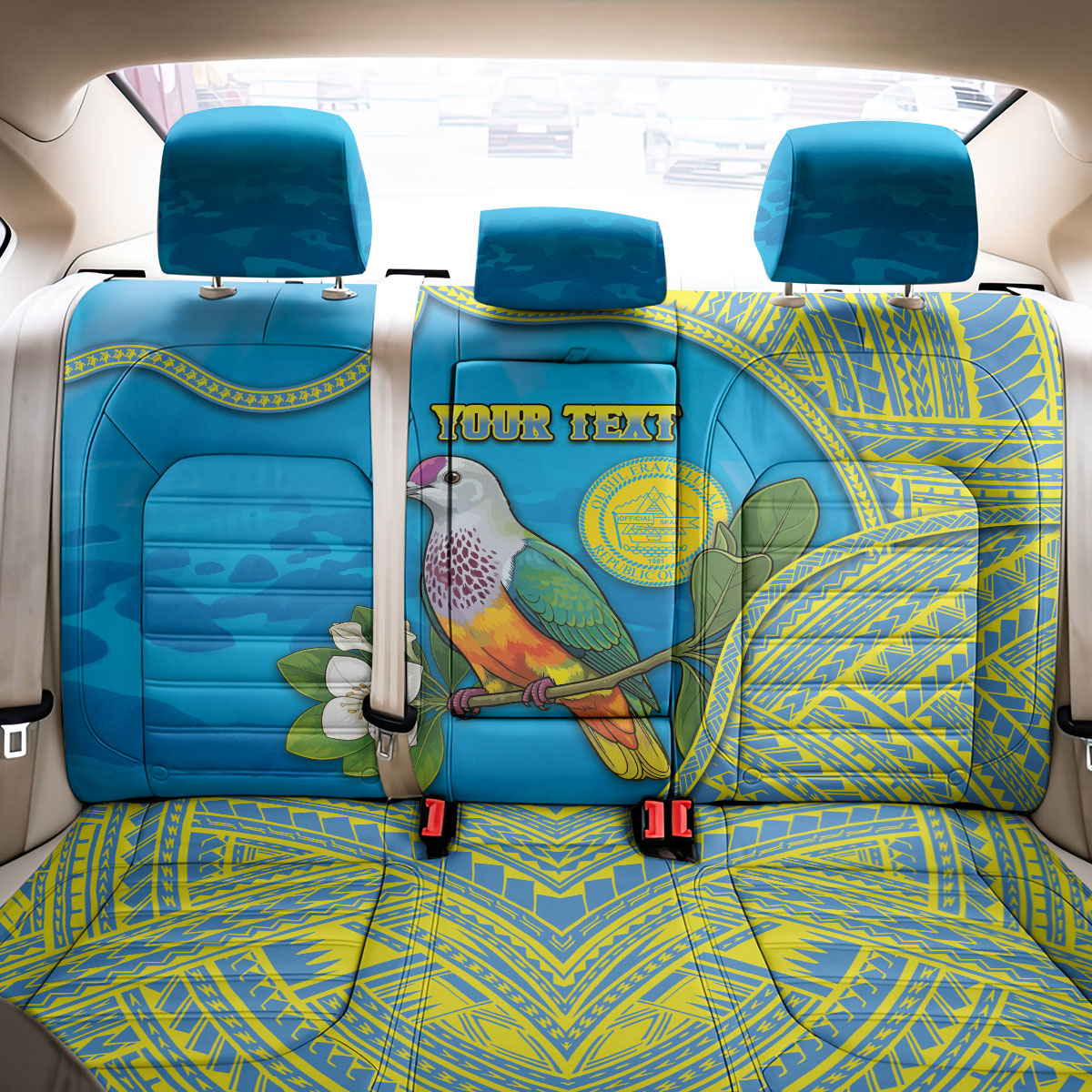 Personalised Palau Biib Bird Back Car Seat Cover Rur Flower And Rock Islands Patterns DT05 - Polynesian Pride