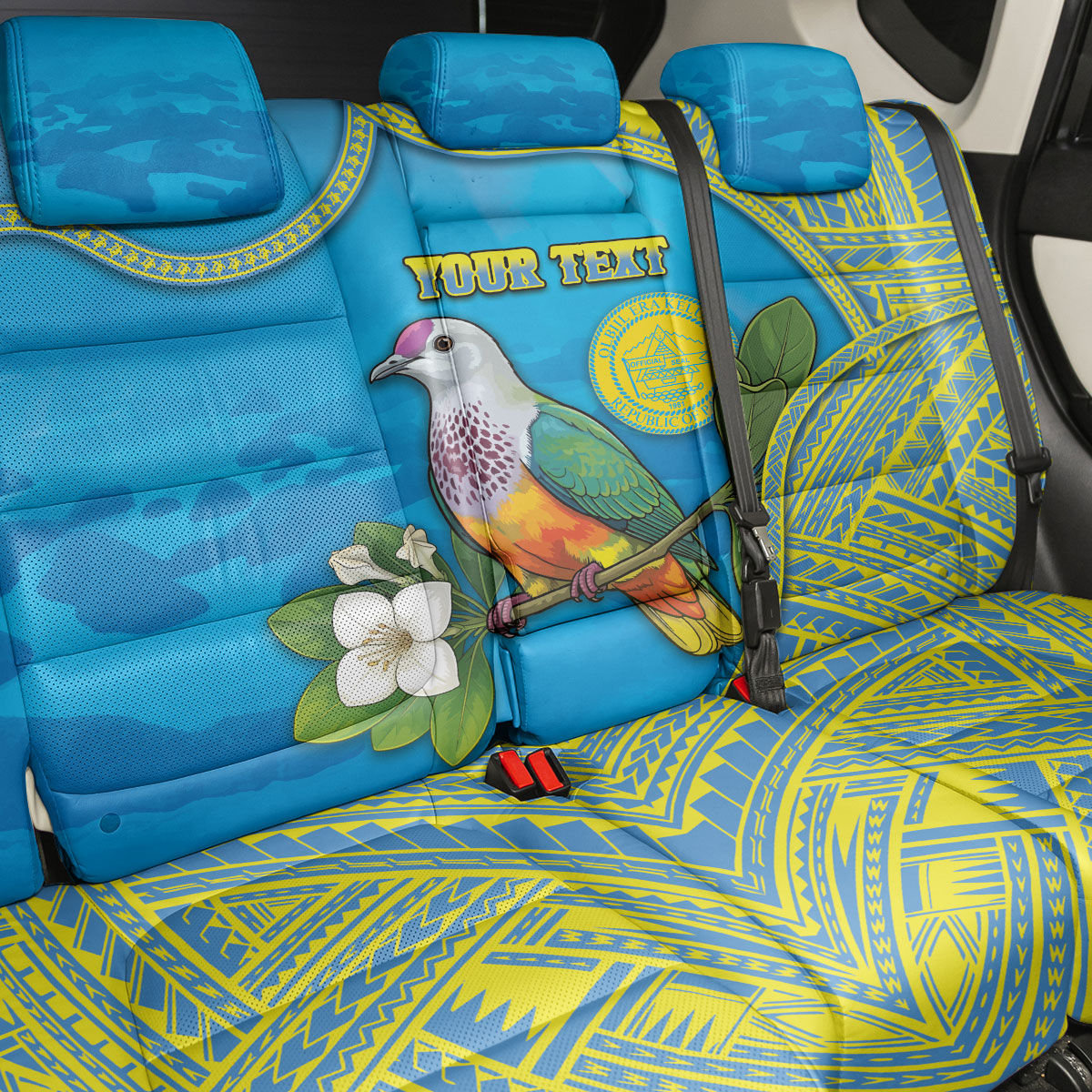 Personalised Palau Biib Bird Back Car Seat Cover Rur Flower And Rock Islands Patterns DT05 - Polynesian Pride
