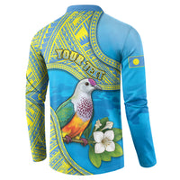 Personalised Palau Biib Bird Button Sweatshirt Rur Flower And Rock Islands Patterns