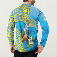 Personalised Palau Biib Bird Button Sweatshirt Rur Flower And Rock Islands Patterns