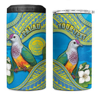 Personalised Palau Biib Bird 4 in 1 Can Cooler Tumbler Rur Flower And Rock Islands Patterns DT05 One Size: 16 oz Blue - Polynesian Pride