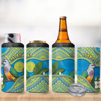 Personalised Palau Biib Bird 4 in 1 Can Cooler Tumbler Rur Flower And Rock Islands Patterns DT05 - Polynesian Pride