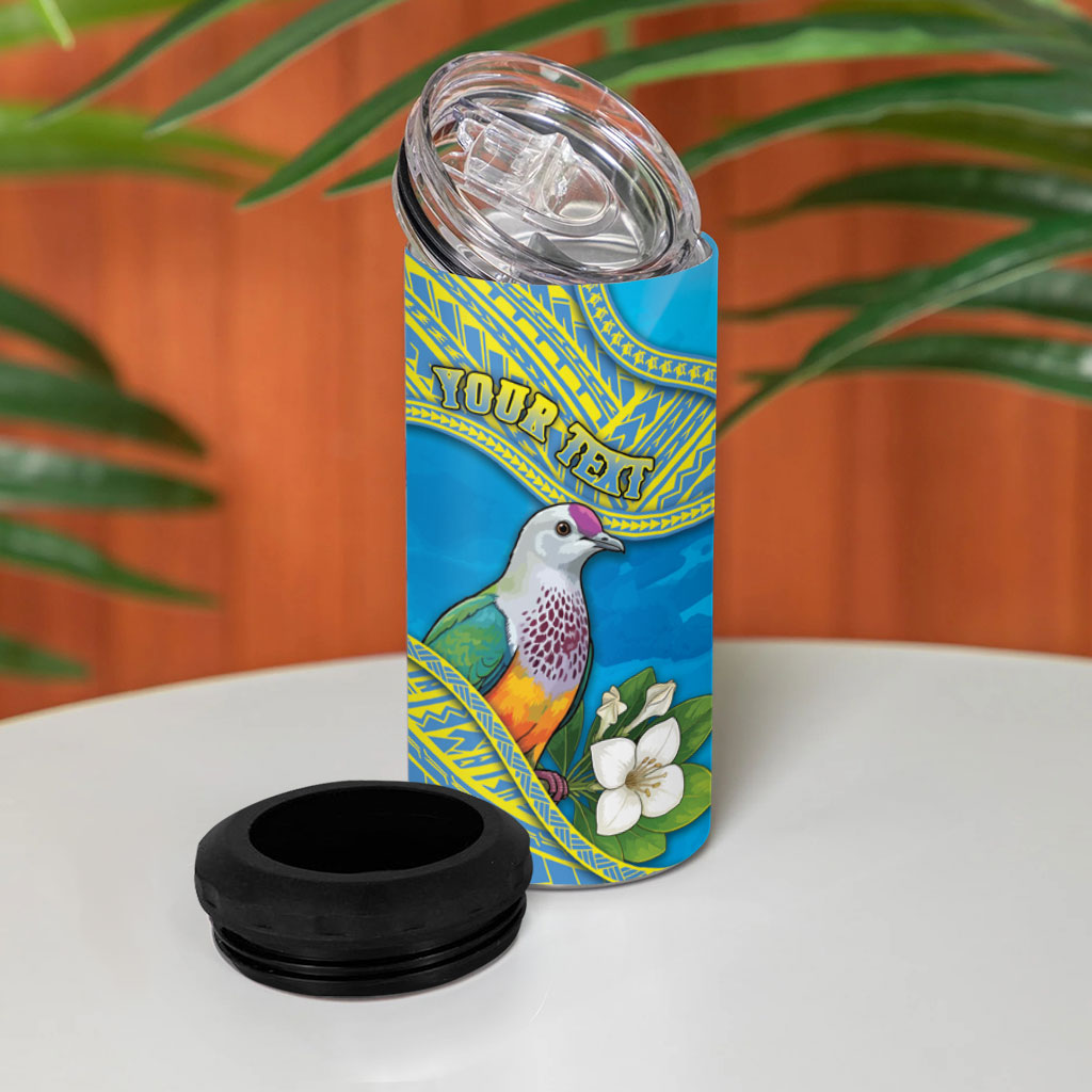 Personalised Palau Biib Bird 4 in 1 Can Cooler Tumbler Rur Flower And Rock Islands Patterns DT05 - Polynesian Pride
