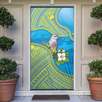 Personalised Palau Biib Bird Door Cover Rur Flower And Rock Islands Patterns DT05 Blue - Polynesian Pride