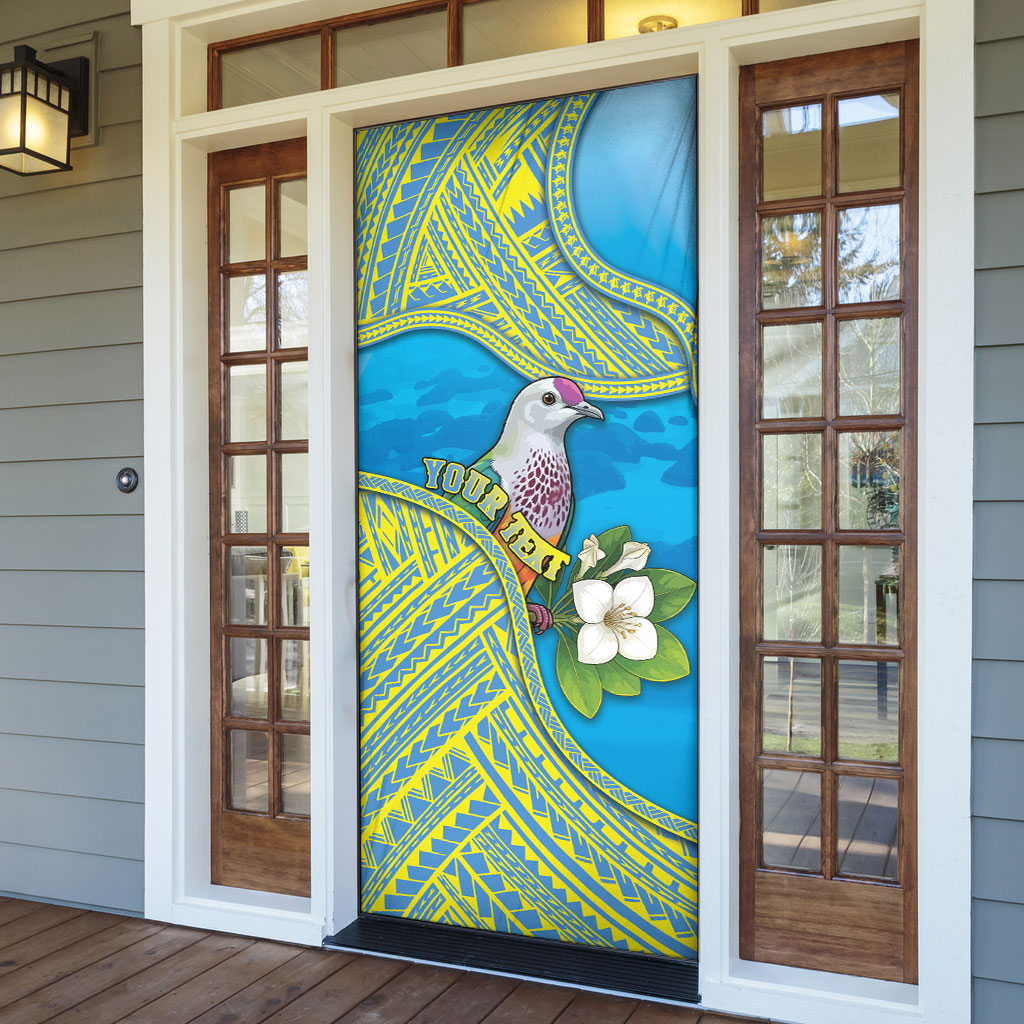 Personalised Palau Biib Bird Door Cover Rur Flower And Rock Islands Patterns DT05 - Polynesian Pride