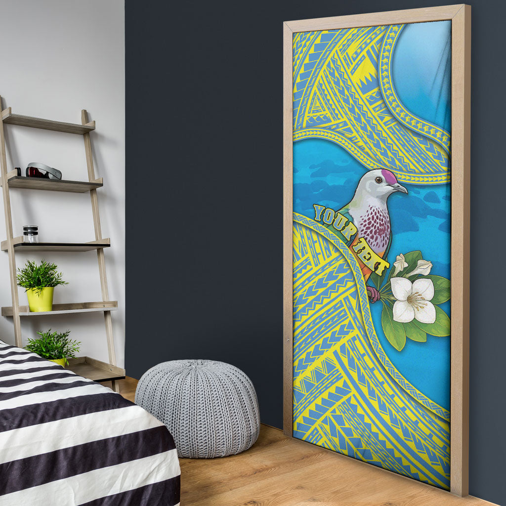 Personalised Palau Biib Bird Door Cover Rur Flower And Rock Islands Patterns DT05 - Polynesian Pride