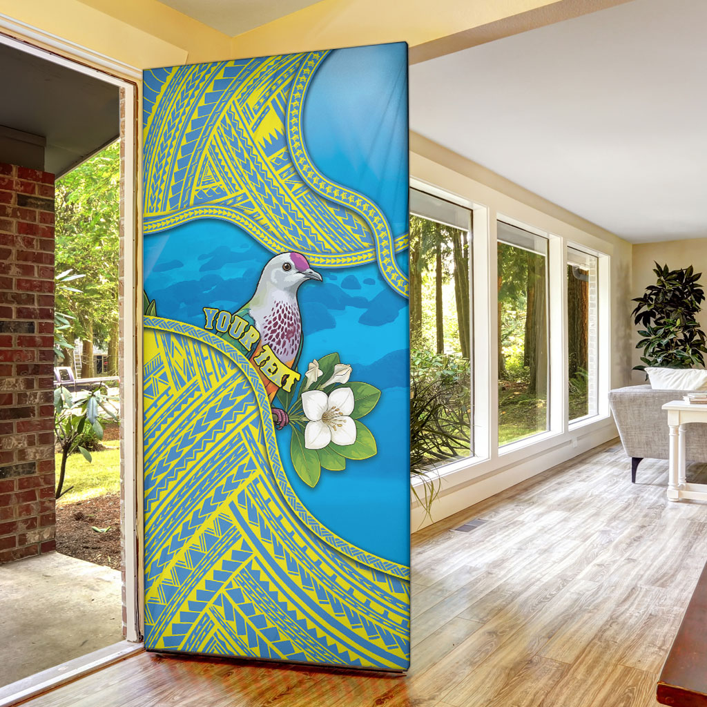 Personalised Palau Biib Bird Door Cover Rur Flower And Rock Islands Patterns DT05 - Polynesian Pride