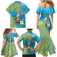 Personalised Palau Biib Bird Family Matching Mermaid Dress and Hawaiian Shirt Rur Flower And Rock Islands Patterns DT05 - Polynesian Pride