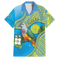 Personalised Palau Biib Bird Family Matching Mermaid Dress and Hawaiian Shirt Rur Flower And Rock Islands Patterns DT05 Dad's Shirt - Short Sleeve Blue - Polynesian Pride