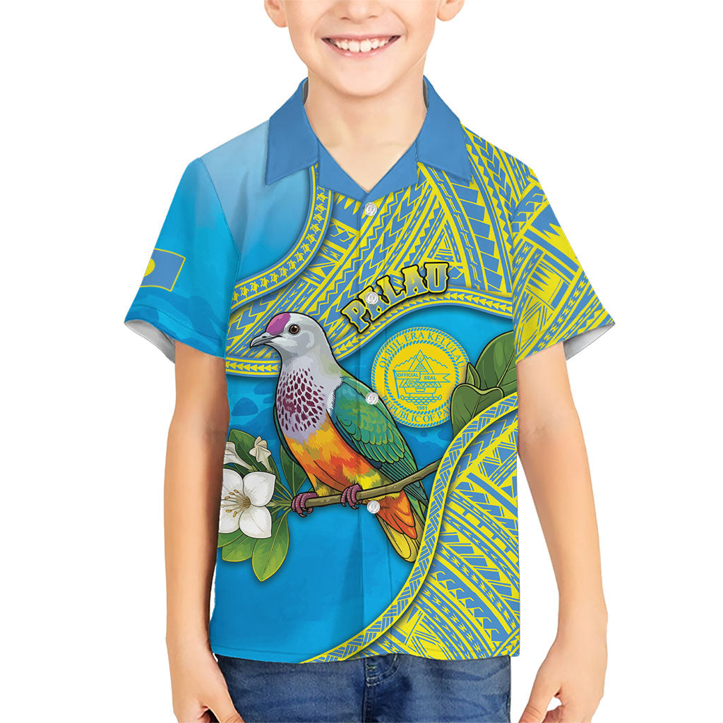 Personalised Palau Biib Bird Family Matching Off Shoulder Maxi Dress and Hawaiian Shirt Rur Flower And Rock Islands Patterns