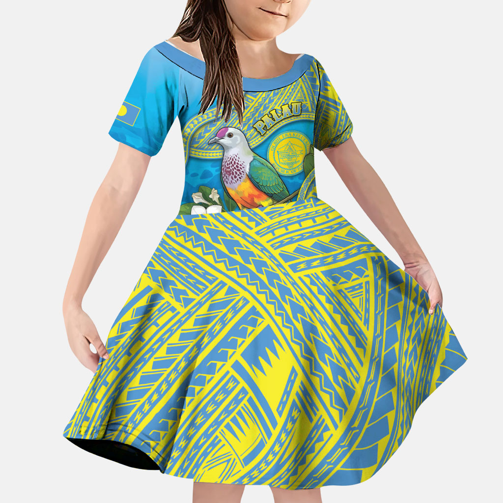 Personalised Palau Biib Bird Family Matching Puletasi and Hawaiian Shirt Rur Flower And Rock Islands Patterns