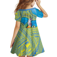 Personalised Palau Biib Bird Family Matching Short Sleeve Bodycon Dress and Hawaiian Shirt Rur Flower And Rock Islands Patterns DT05 - Polynesian Pride