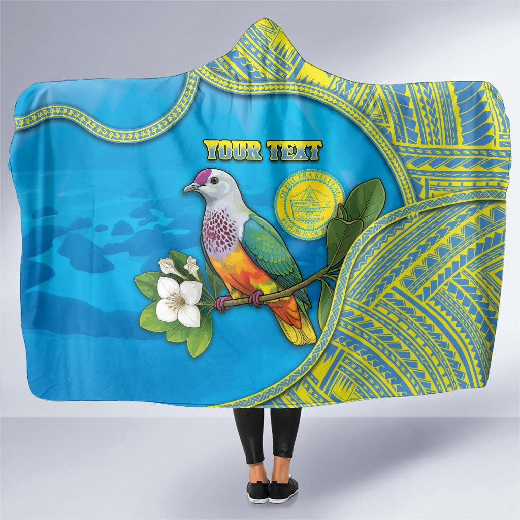 Personalised Palau Biib Bird Hooded Blanket Rur Flower And Rock Islands Patterns DT05 One Size Blue - Polynesian Pride
