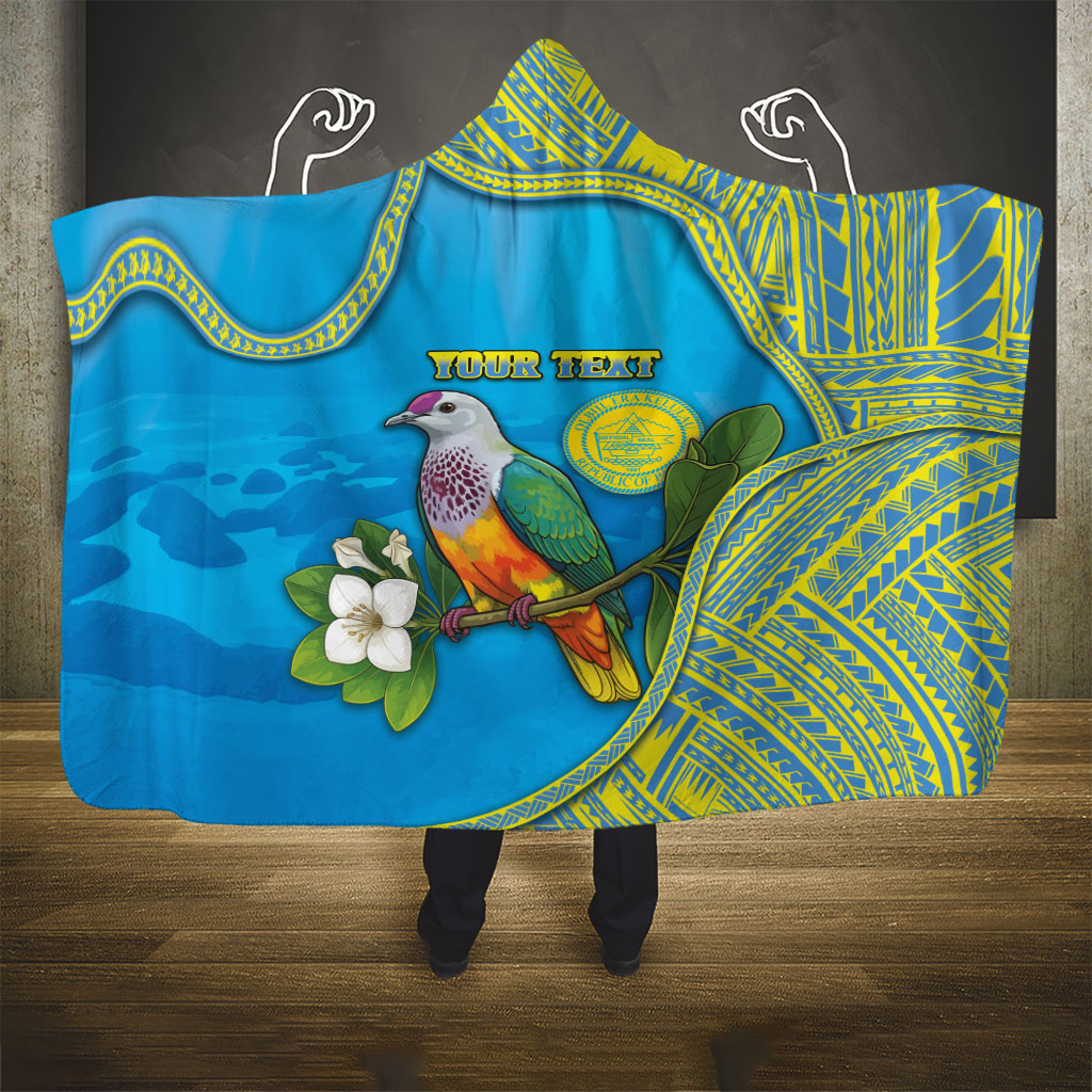 Personalised Palau Biib Bird Hooded Blanket Rur Flower And Rock Islands Patterns DT05 - Polynesian Pride