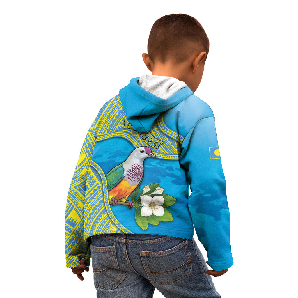 Personalised Palau Biib Bird Kid Hoodie Rur Flower And Rock Islands Patterns DT05 - Polynesian Pride