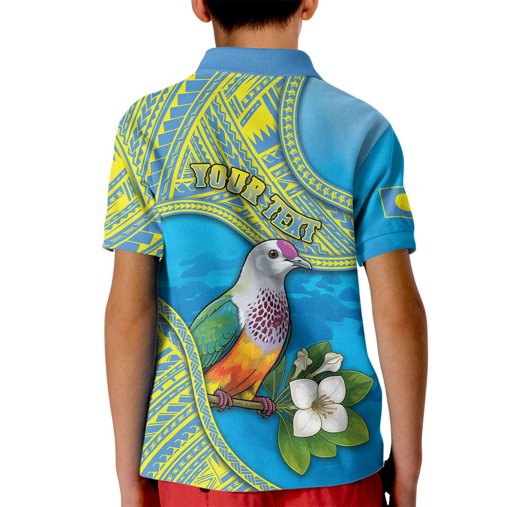 Personalised Palau Biib Bird Kid Polo Shirt Rur Flower And Rock Islands Patterns DT05 - Polynesian Pride