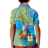 Personalised Palau Biib Bird Kid Polo Shirt Rur Flower And Rock Islands Patterns DT05 - Polynesian Pride