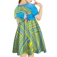 Personalised Palau Biib Bird Kid Short Sleeve Dress Rur Flower And Rock Islands Patterns DT05 - Polynesian Pride