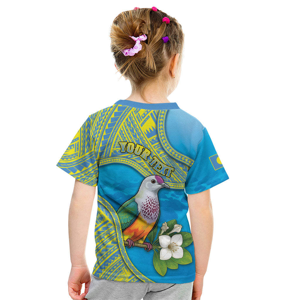 Personalised Palau Biib Bird Kid T Shirt Rur Flower And Rock Islands Patterns DT05 - Polynesian Pride