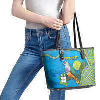 Personalised Palau Biib Bird Leather Tote Bag Rur Flower And Rock Islands Patterns DT05 - Polynesian Pride