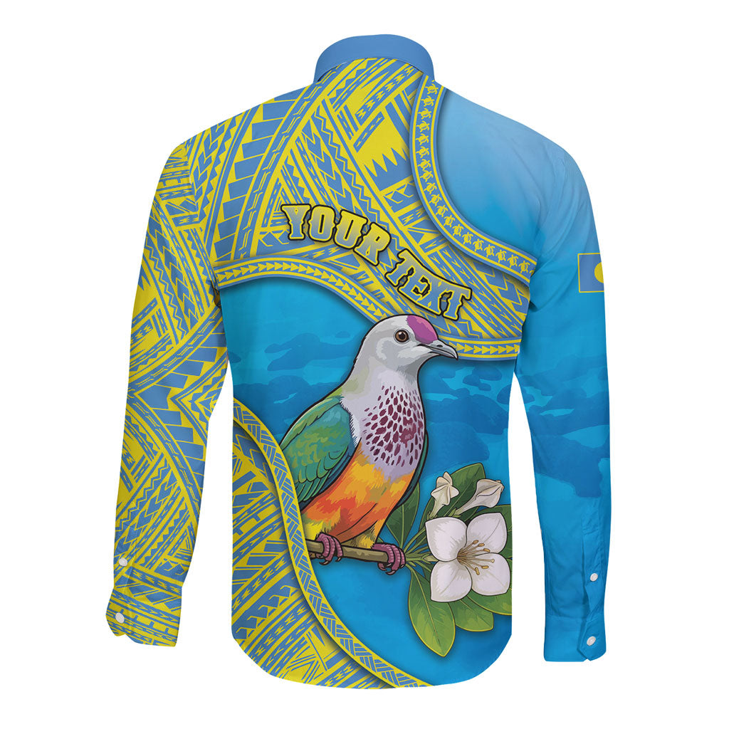 Personalised Palau Biib Bird Long Sleeve Button Shirt Rur Flower And Rock Islands Patterns DT05 - Polynesian Pride