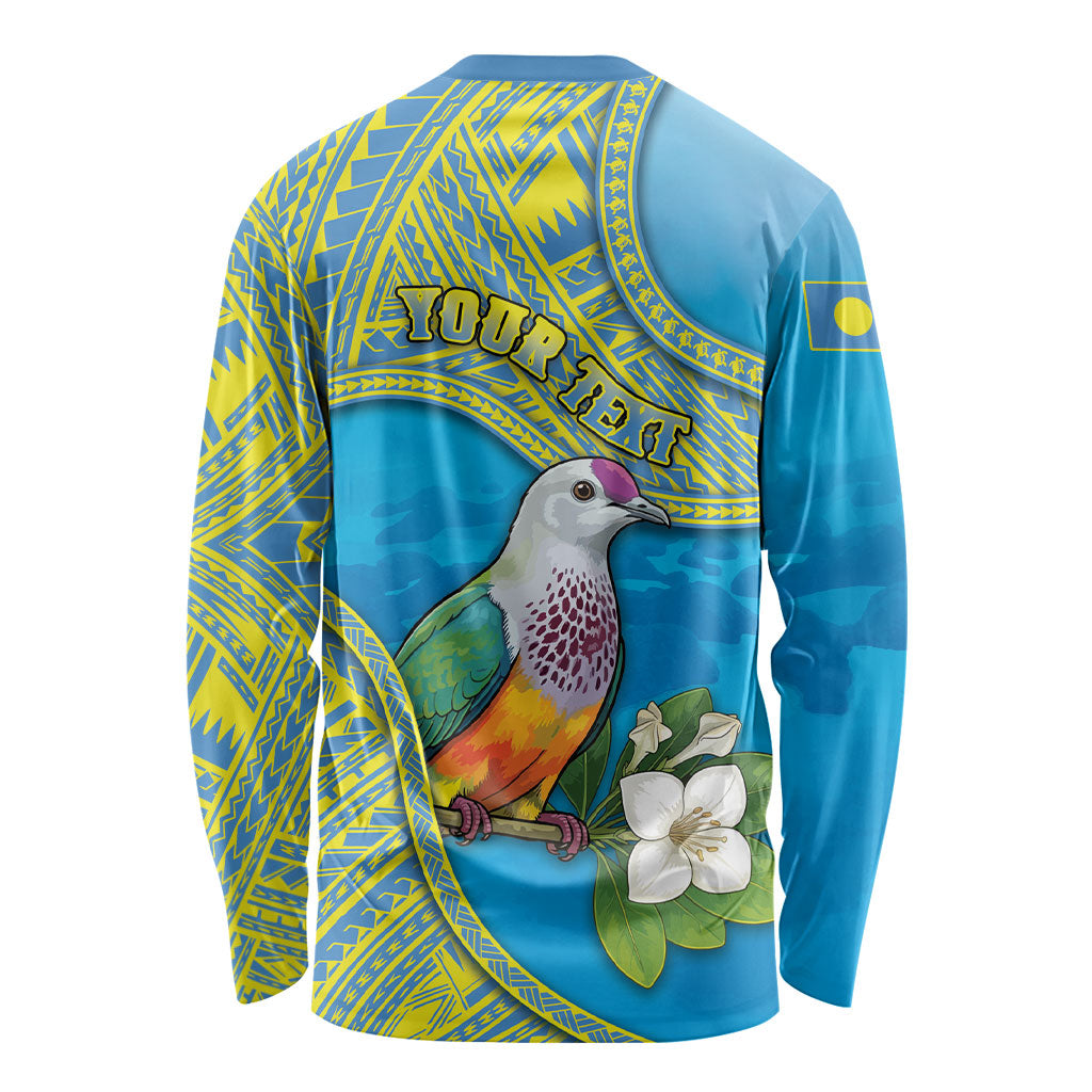 Personalised Palau Biib Bird Long Sleeve Shirt Rur Flower And Rock Islands Patterns DT05 - Polynesian Pride