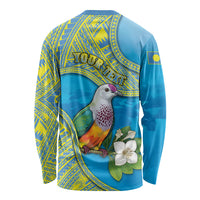 Personalised Palau Biib Bird Long Sleeve Shirt Rur Flower And Rock Islands Patterns DT05 - Polynesian Pride
