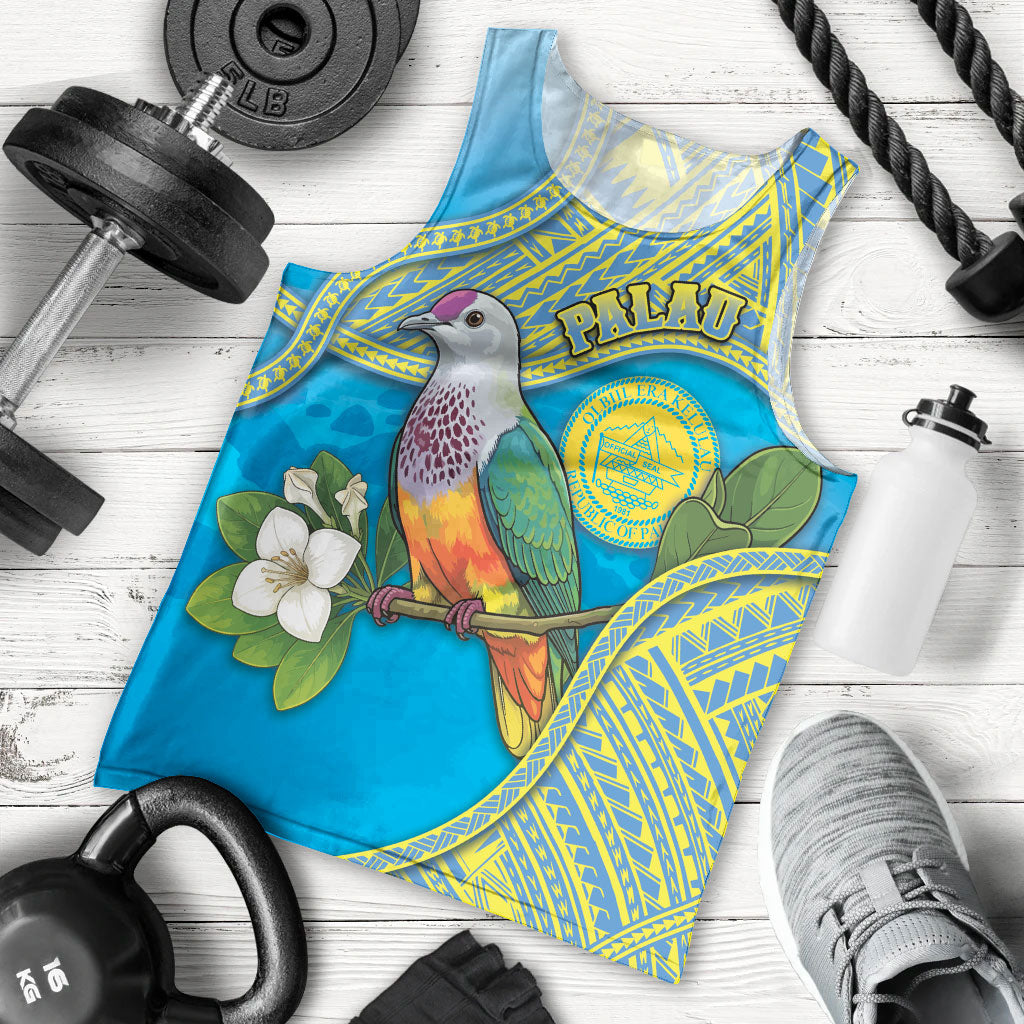 Personalised Palau Biib Bird Men Tank Top Rur Flower And Rock Islands Patterns DT05 - Polynesian Pride