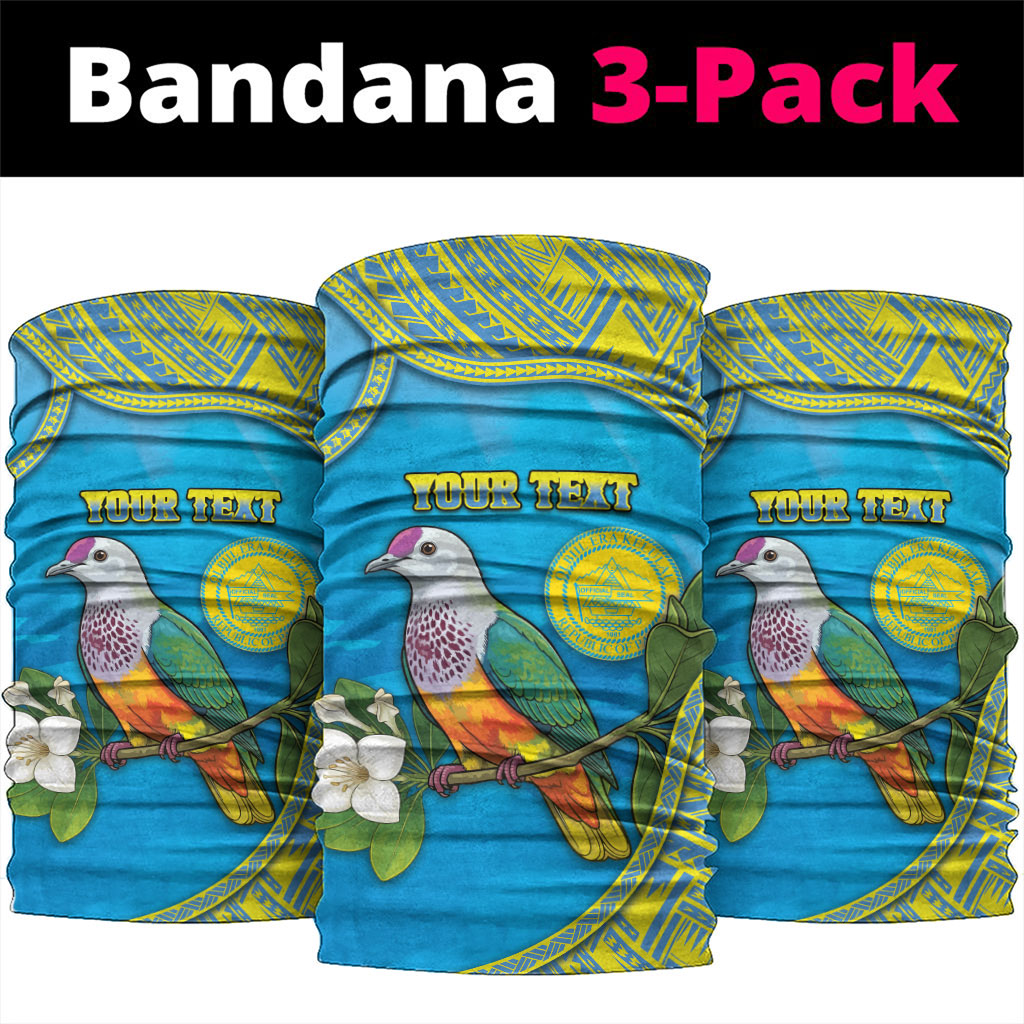 Personalised Palau Biib Bird Neck Gaiter Rur Flower And Rock Islands Patterns DT05 package One Size: 25*50cm Blue - Polynesian Pride