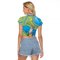 Personalised Palau Biib Bird Raglan Cropped T Shirt Rur Flower And Rock Islands Patterns DT05 - Polynesian Pride