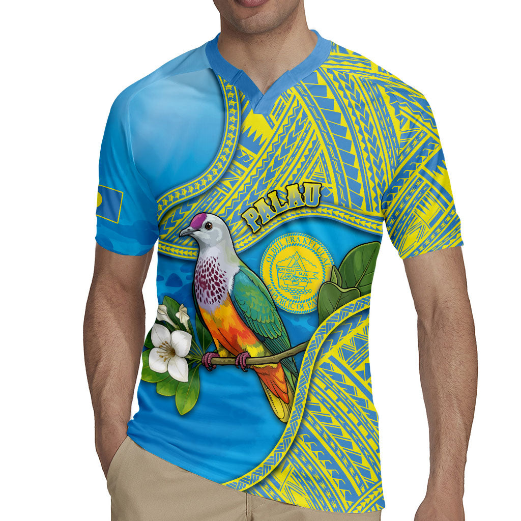 Personalised Palau Biib Bird Rugby Jersey Rur Flower And Rock Islands Patterns DT05 - Polynesian Pride