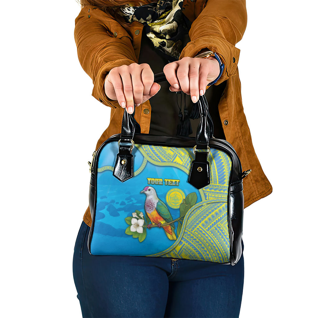 Personalised Palau Biib Bird Shoulder Handbag Rur Flower And Rock Islands Patterns DT05 One Size Blue - Polynesian Pride