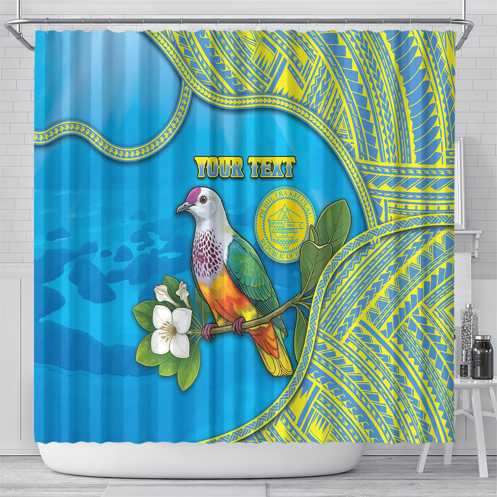 Personalised Palau Biib Bird Shower Curtain Rur Flower And Rock Islands Patterns DT05 - Polynesian Pride
