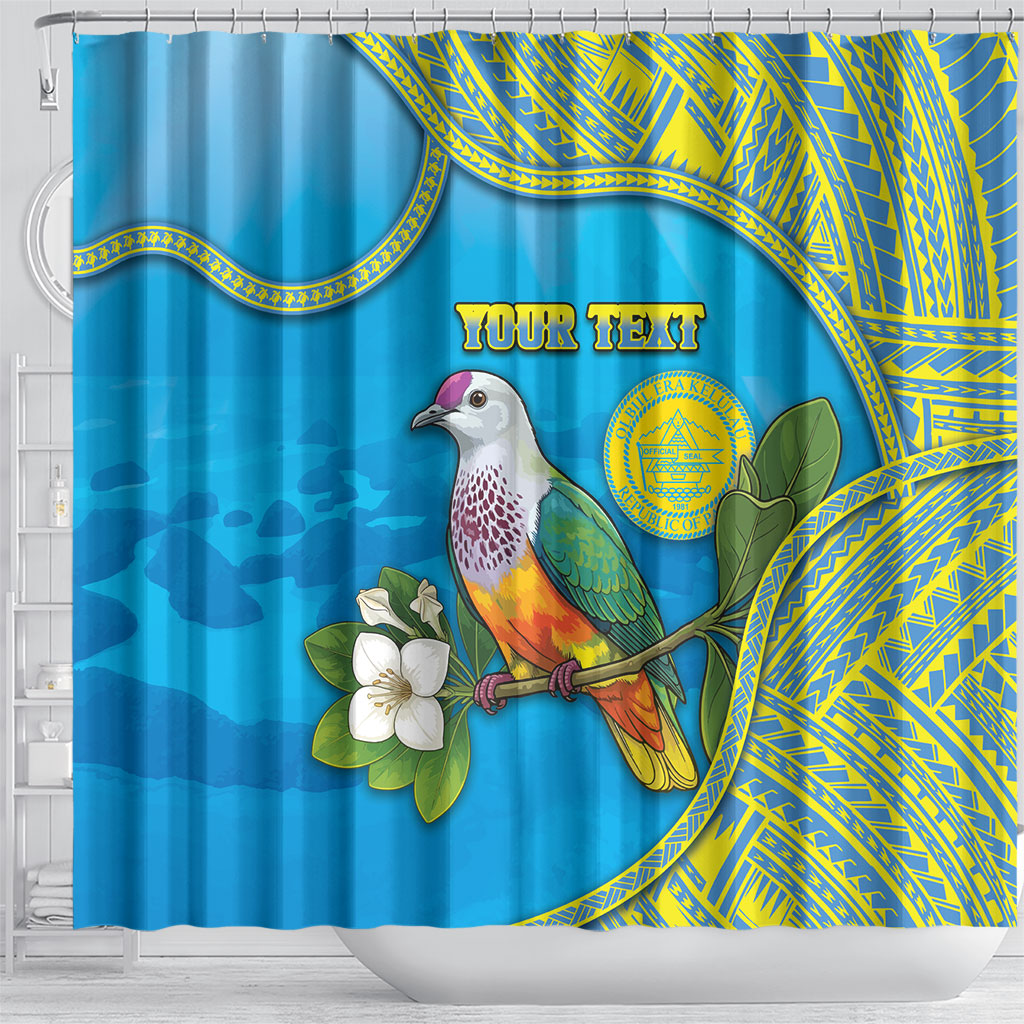 Personalised Palau Biib Bird Shower Curtain Rur Flower And Rock Islands Patterns DT05 - Polynesian Pride