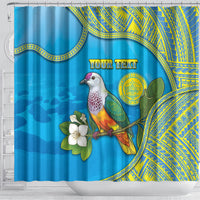 Personalised Palau Biib Bird Shower Curtain Rur Flower And Rock Islands Patterns DT05 - Polynesian Pride