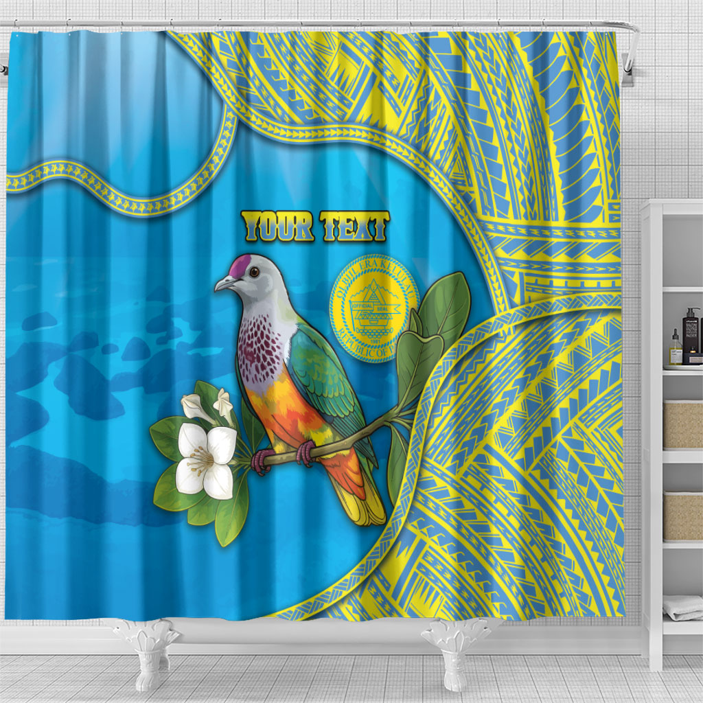 Personalised Palau Biib Bird Shower Curtain Rur Flower And Rock Islands Patterns DT05 - Polynesian Pride