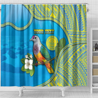 Personalised Palau Biib Bird Shower Curtain Rur Flower And Rock Islands Patterns DT05 - Polynesian Pride