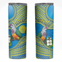 Personalised Palau Biib Bird Skinny Tumbler Rur Flower And Rock Islands Patterns DT05 Blue - Polynesian Pride
