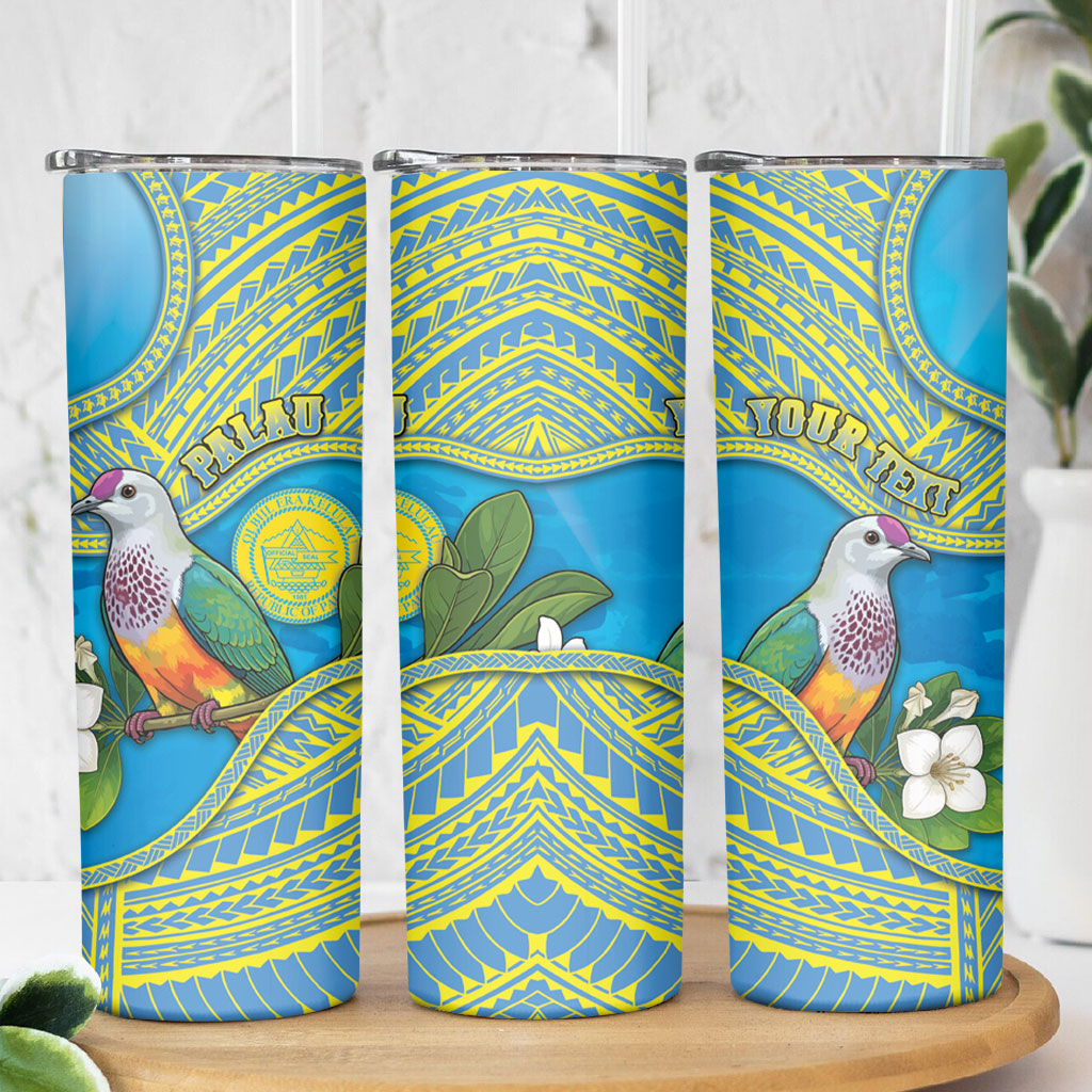 Personalised Palau Biib Bird Skinny Tumbler Rur Flower And Rock Islands Patterns DT05 - Polynesian Pride