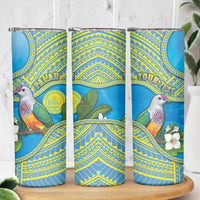 Personalised Palau Biib Bird Skinny Tumbler Rur Flower And Rock Islands Patterns DT05 - Polynesian Pride