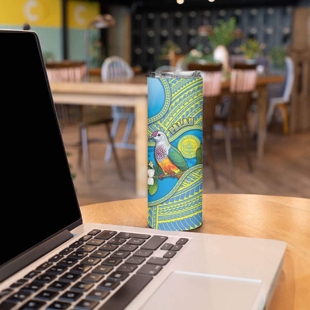 Personalised Palau Biib Bird Skinny Tumbler Rur Flower And Rock Islands Patterns DT05 - Polynesian Pride