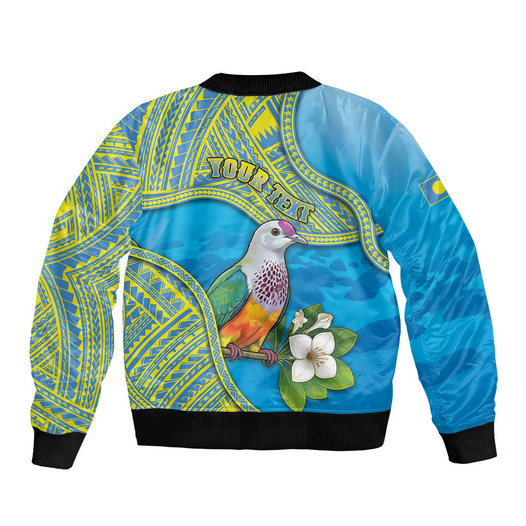Personalised Palau Biib Bird Sleeve Zip Bomber Jacket Rur Flower And Rock Islands Patterns
