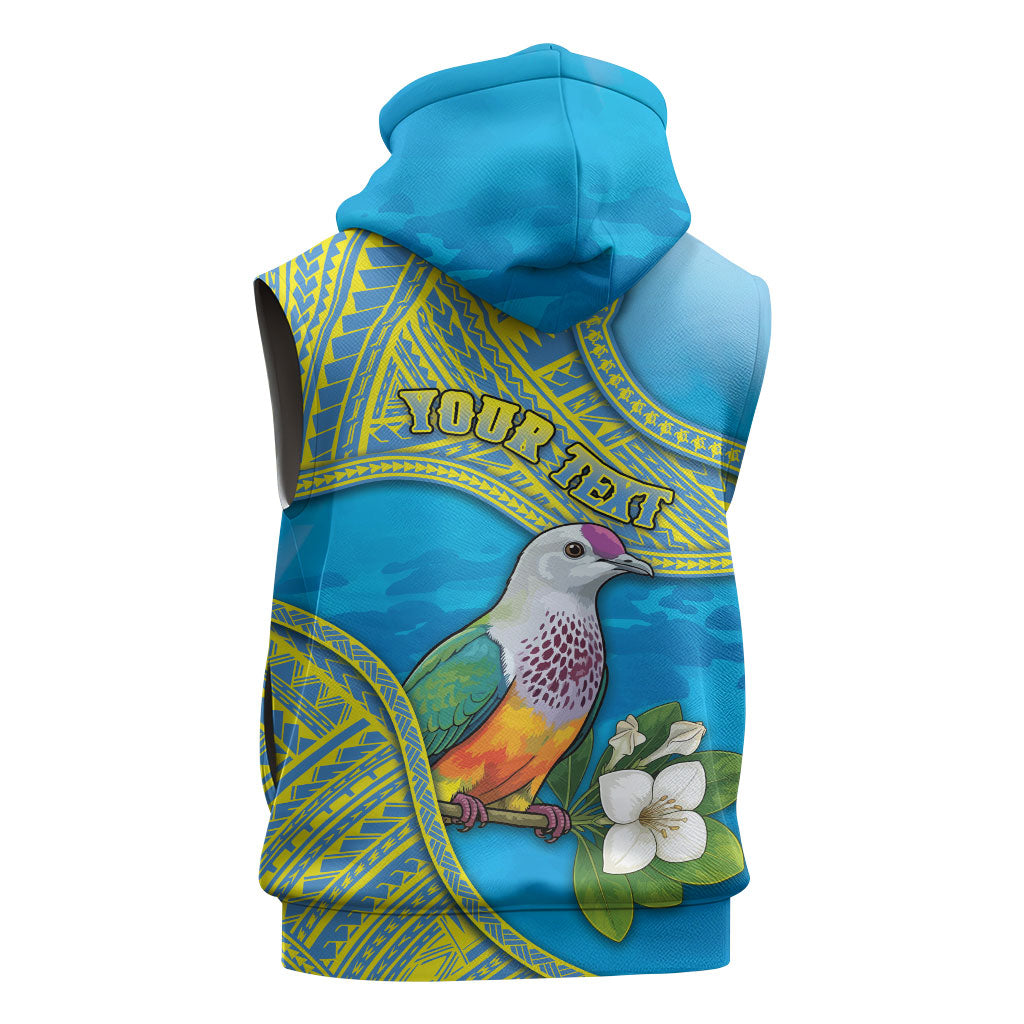 Personalised Palau Biib Bird Sleeveless Hoodie Rur Flower And Rock Islands Patterns DT05 - Polynesian Pride