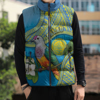 Personalised Palau Biib Bird Sleeveless Puffer Jacket Rur Flower And Rock Islands Patterns DT05 - Polynesian Pride