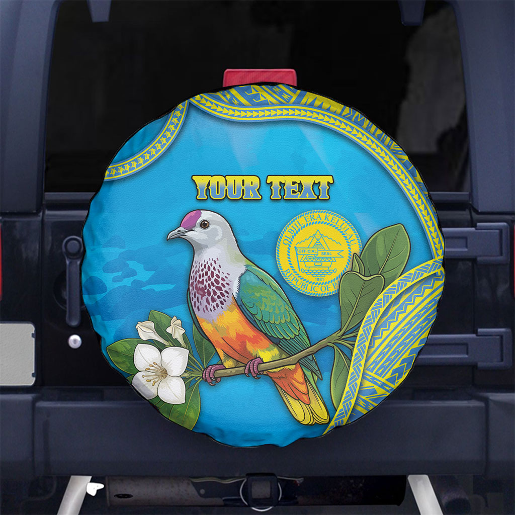 Personalised Palau Biib Bird Spare Tire Cover Rur Flower And Rock Islands Patterns DT05 No hole Blue - Polynesian Pride