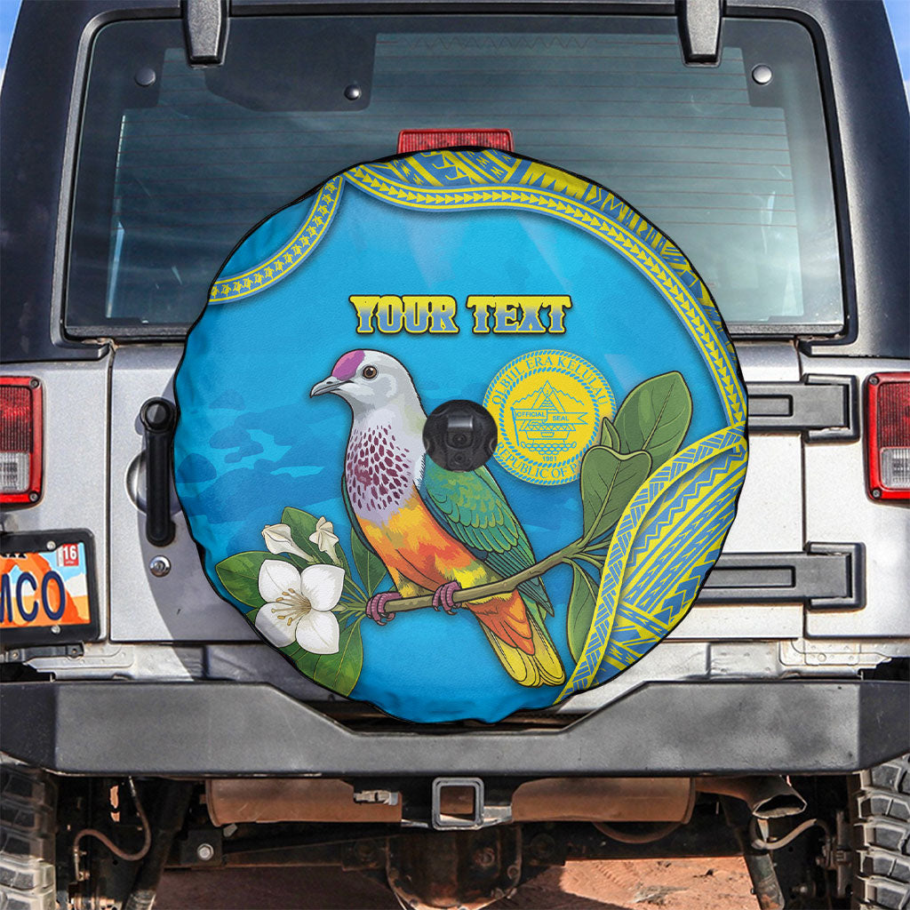 Personalised Palau Biib Bird Spare Tire Cover Rur Flower And Rock Islands Patterns DT05 Blue - Polynesian Pride